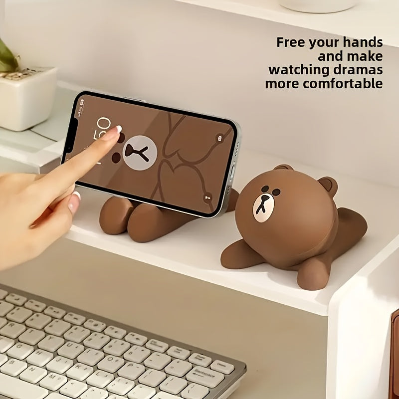 Soporte para Teléfono de Oso de Peluche Impermeable de 1 Pieza, Base Decorativa de Plástico, Adecuado para Hogar y Oficina, Ideal para Regalos de Vacaciones y Cumpleaños