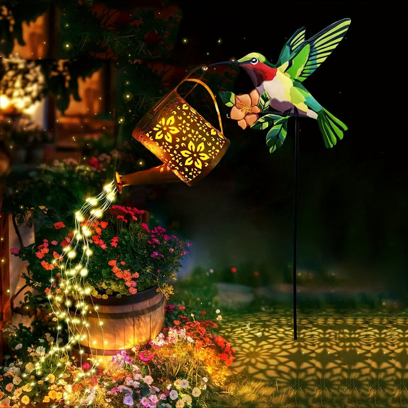 Luces solares para colgar al aire libre, faroles de colibríes para exteriores, nuevas luces de riego, sombras hermosas, guirnaldas espectaculares, regalos para hombres y mujeres, césped, escritorio, camino, paisaje, decoración de jardín
