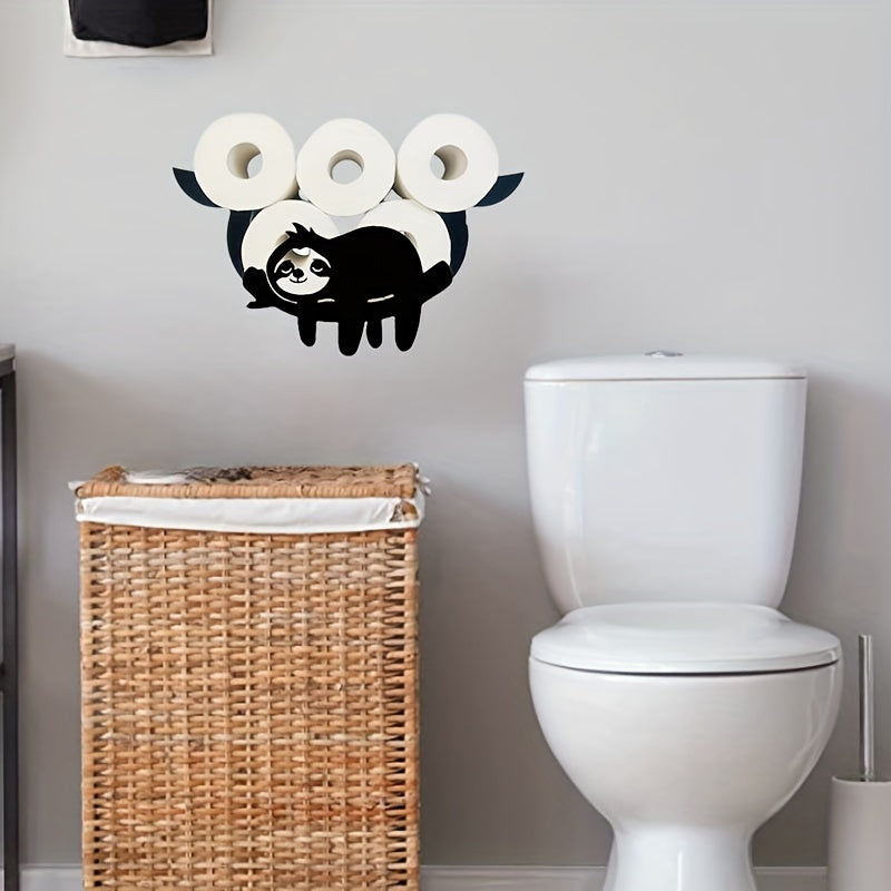 1pc Porta Papel Higiénico Divertido de Perezoso - Soporte Autoadhesivo para Baño y Cocina, Decorativo con Diseño de Perezoso en Hierro Antioxidante y Recubrimiento en Polvo, Construcción Duradera para el Hogar