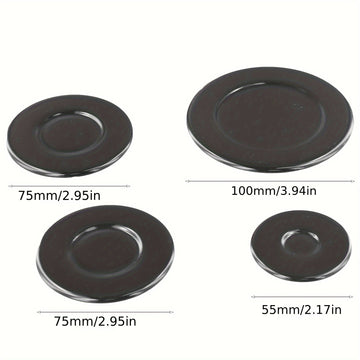 4 piezas de cubiertas de quemador de estufa de gas SABAF - Moda negra, duraderas y fáciles de limpiar, (55mm1 pieza + 75mm2 piezas + 100mm1 pieza)