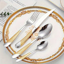 Juego de cubiertos de acero inoxidable con diseño de estrella, 24 piezas, incluye cuchillo para carne, tenedor, cuchara y cuchara de postre, ideal para hogar, cocina, hotel, restaurante, fiestas, bodas y eventos, apto para lavavajillas, disponible en var