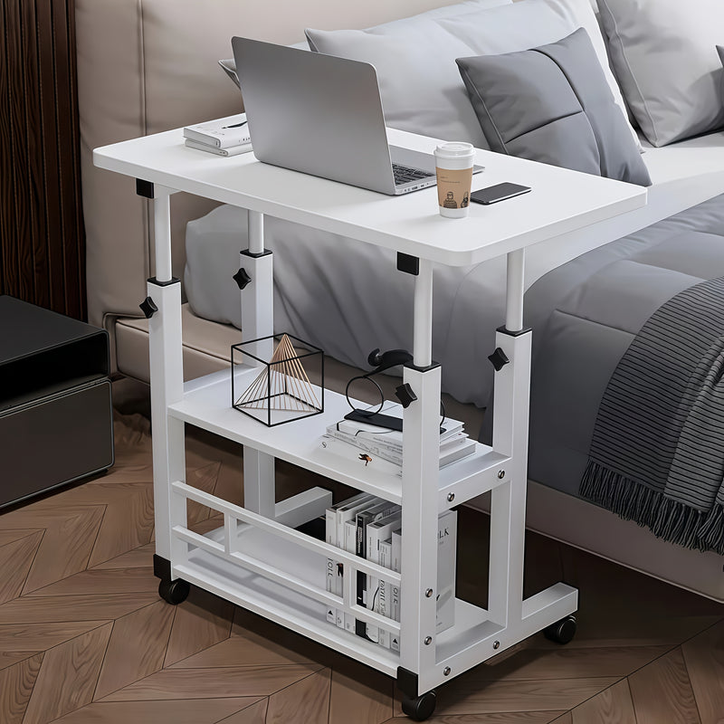 Escritorio de Computadora con Altura Ajustable, Disponible en /Blanco/Nogal, Ideal para Dormitorio, Sala o Residencia Estudiantil, Mesa Simple y Práctica para Escritura