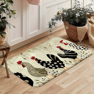 Juego de tapetes de cocina con diseño de pollo, antideslizantes, lavables a máquina, de poliéster, para hogar, oficina, lavabo o lavandería, cómodos para estar de pie, decoración primaveral, varios tamaños disponibles