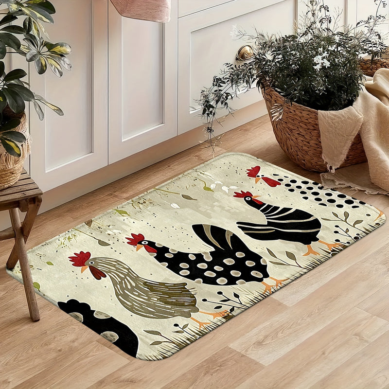 Juego de tapetes de cocina con diseño de pollo, antideslizantes, lavables a máquina, de poliéster, para hogar, oficina, lavabo o lavandería, cómodos para estar de pie, decoración primaveral, varios tamaños disponibles