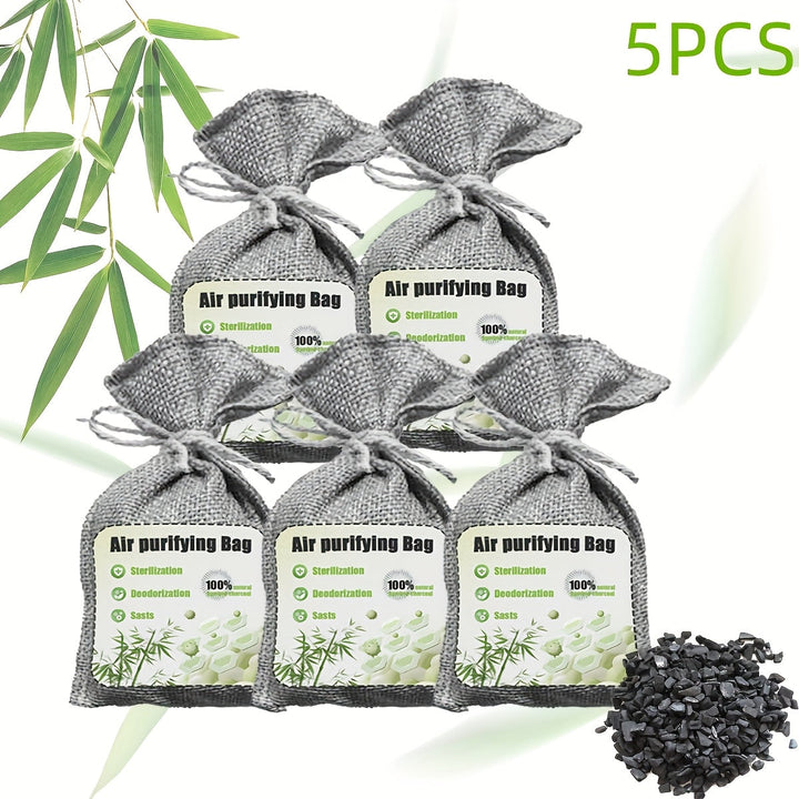 3/5/12 piezas de bolsas de purificación del aire de carbón de bambú de alta calidad | Multiusos para zapatos, armarios, dormitorios, coches, baños, cocinas y sótanos | Carbono activado natural | No se necesita electricidad, bolsas de purificación para el