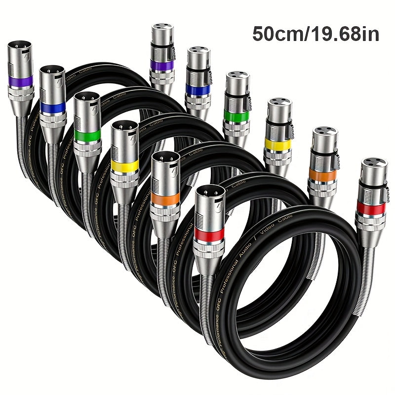 6 piezas de cable XLR de diseño nuevo, XLR masculino a femenino, equilibrio de 3 pines, micrófono compatible con mezclador, altavoz, amplificador, micrófono profesional, material de reducción de ruido, amplia compatibilidad, estuche protector de PVC, mej