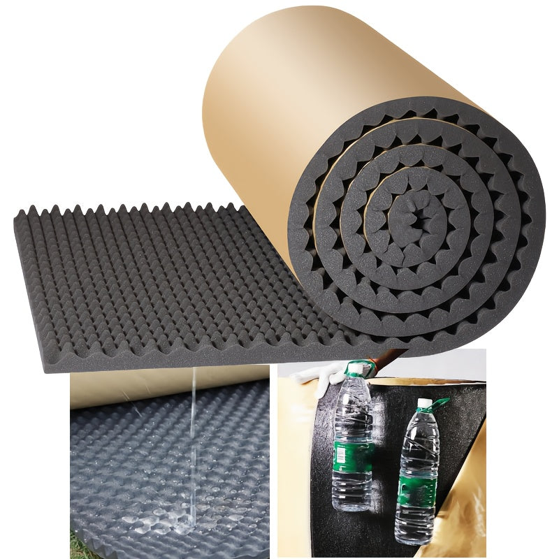 Panel acústico autoadhesivo de alta densidad, rollo de espuma absorbente de sonido y aislamiento térmico, 45 kg/m3, ideal para insonorización de autos y estudios, paneles negros para pared