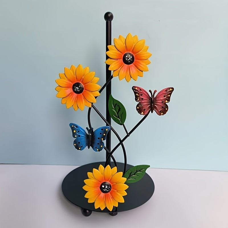 Soporte de Papel de Seda de Girasol de Arte Metálico de Mariposa 3D para Decoración de Cocina y Accesorio de Sala de Estar