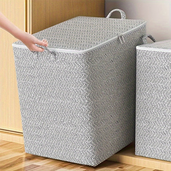 Grandes Bolsas de Almacenamiento Plegables con Tapa y Asas - Estampado Espiga, Varios Tamaños (30L/110L/150L/220L) para Ropa, Ropa de Cama, Cojines y Juguetes - Organizador Subcama para Armario o Clóset, Accesorio de Decoración Neutro, Cierre Seguro con