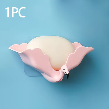 Jabonera Encantadora de Pájaro Llama - Bandeja de Plástico Triangular con Drenaje Automático y Orificio de Drenaje para Organización de Baño, Soporte para Jabón, Almacenamiento Multifuncional de Jabón