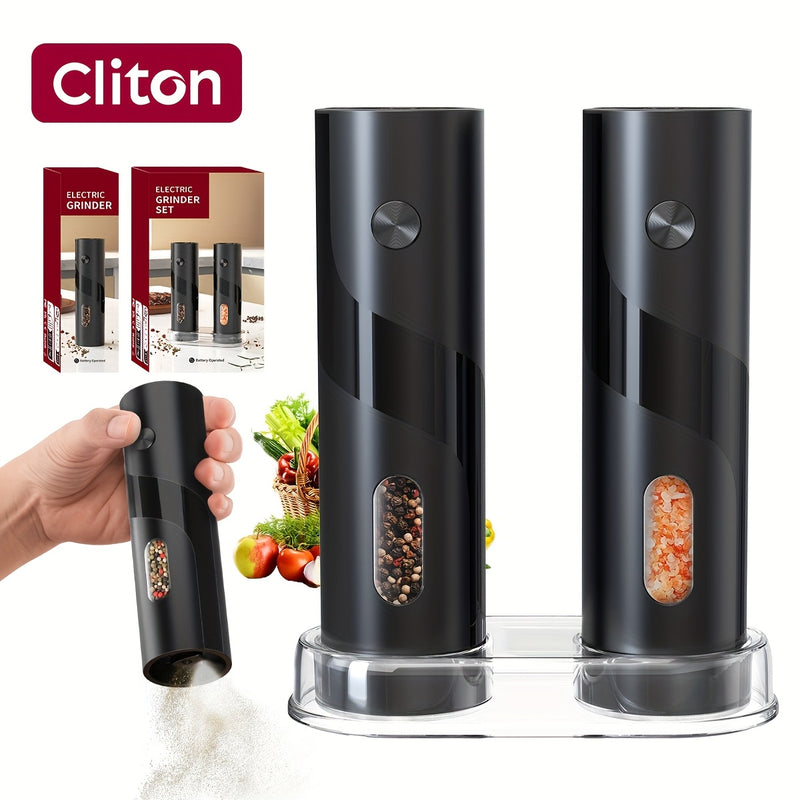 Un Paquete/Dos Paquetes, Molinillo de Pimienta Eléctrico con Batería, Elegante y Potente Molinillo Eléctrico para Sal Marina y Pimienta, Esenciales para Moler, Herramienta de Condimentos, Dos Paquetes con Base de Almacenamiento Transparente, Grosor de Mo