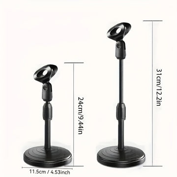 1pc Soporte de micrófono de escritorio ajustable, base pesada para estabilidad, ideal para grabación, podcasting y transmisión en vivo - Material ABS duradero, negro