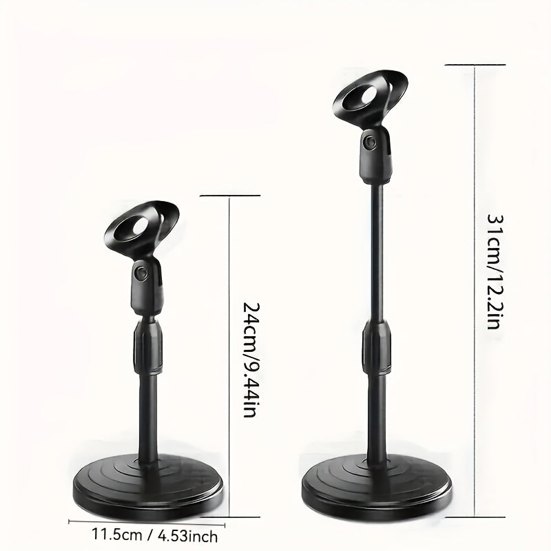 1pc Soporte de micrófono de escritorio ajustable, base pesada para estabilidad, ideal para grabación, podcasting y transmisión en vivo - Material ABS duradero, negro