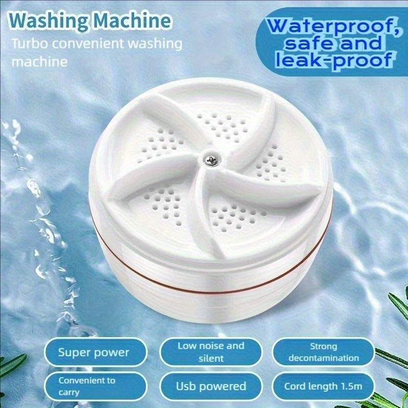 Mini Lavadora de Tecnología Soundwave - Lavadora Portátil Compacta con Limpieza Turbo, Máquina de Lavado USB para Dormitorio, Apartamento, Viajes y Hogar - Lavado Rápido para Prendas Delicadas, Ropa Interior y Cargas Pequeñas - Sin Batería Necesaria, Ese