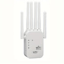 Amplificador de red WiFi 6 dual band OEKE - Cobertura de 2743,2 metros, soporte para 35 dispositivos, 6 antenas, WPA3, puerto de gigabit, configuración fácil, 4 modos, blanco, amplificador de red WiFi, aumento de red en casa, diseño de tecnología moderna