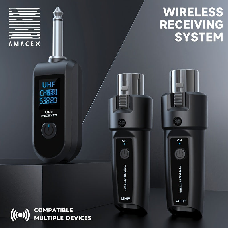 AMACEX K-11 Transmisor y receptor inalámbrico XLR, adaptador de micrófono XLR cableado a inalámbrico, adaptador XLR a 1/4", para micrófonos dinámicos/condensadores, interfaz de audio