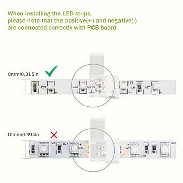 Conjunto de 5/10 piezas de Tiras LED sin Soldadura con Conector de Presión para Esquinas, Convertidor de Luz Monocromática Tipo Cinturón LT