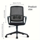 Silla ergonómica para oficina en casa con soporte lumbar, asiento y reclinación ajustables, estructura de nailon, reclinación manual, función de balanceo - Silla de trabajo giratoria con respaldo sólido y funcionamiento no eléctrico.