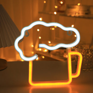 Letrero de cerveza LED con USB y batería, ideal para bares en casa, garajes, patios y cuevas de hombre, decoración de pared vibrante, regalo perfecto para novios