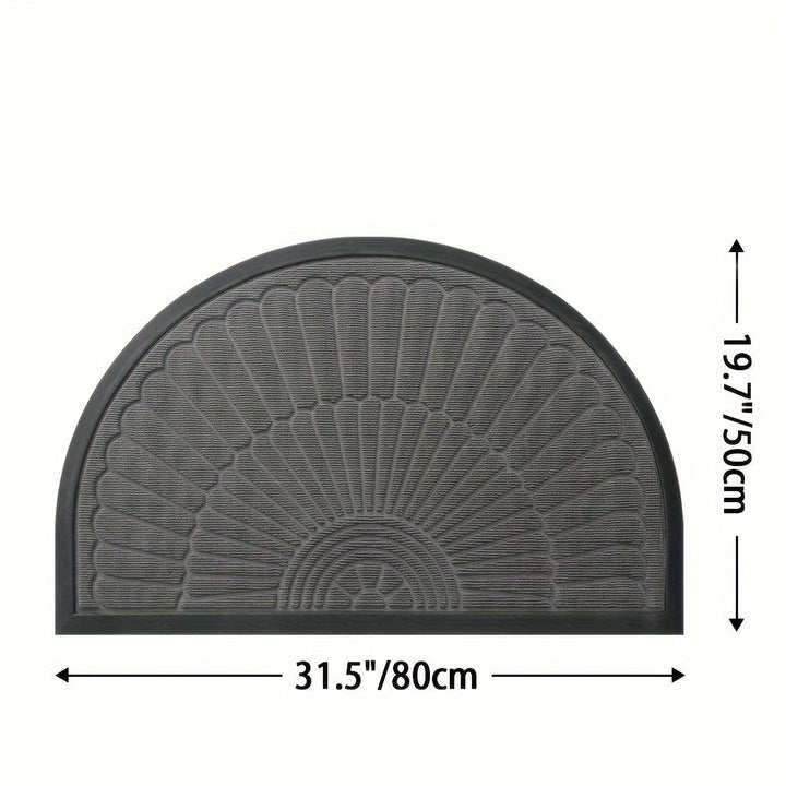 Tapete de entrada resistente, 1 pieza, semicircular, para interior y exterior, alfombra de bienvenida, duradera, perfil bajo, ideal para entrada, patio, garaje y áreas de mucho tráfico, decoración navideña, regalo de Navidad