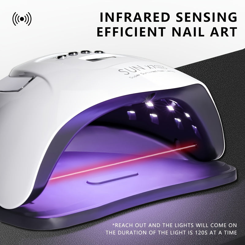 Secador de Uñas LED Blanco con 66 Luces y Doble Fuente de Luz, Alta Potencia para Gel de Uñas, Lámpara Fotográfica para Arte de Uñas en Casa o Salón DIY