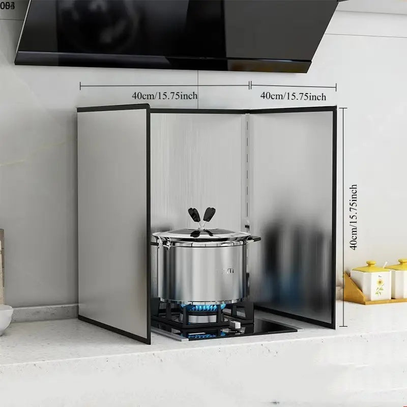 Guarda de cocina de acero inoxidable para todas las estaciones, diseño plegable en tres partes que ahorra espacio y crea un ambiente ordenado, ideal para uso doméstico, cocinas de RV y campamentos