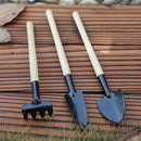 3 piezas Juego de herramientas de jardinería de metal mini - Pala y rastrillo para jardinería interior y exterior, suministros de plantación manual para plantas en macetas, flores y verduras - No se necesita electricidad