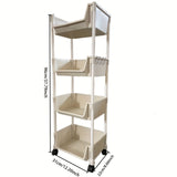 Carrito organizador de plástico con 4 niveles y ruedas, resistente, ahorrador de espacio, con estantes ajustables para sala, dormitorio o residencia estudiantil, ideal para todas las temporadas, organizador moderno, con ruedas suaves, organizador de alma