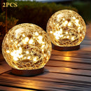 2 Piezas de Luces Solares Globos Impermeables para Exteriores - Bolas de Vidrio Agrietado, Decoraciones para Patio y Jardín Exterior