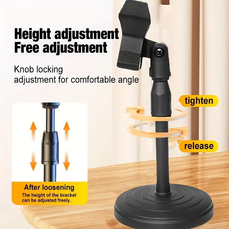 Soporte de micrófono de escritorio reforzado, altura ajustable con base redonda estable, fácil de instalar, soporte de micrófono portátil - Adecuado para estudios caseros, transmisión en vivo, podcasting, compatible con PC