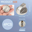 Juego de 4 botones de estufa de acero inoxidable, interruptores de control de superficie de cocción universal de 6 mm para modelo de cocina, reemplazo de interruptores de superficie de cocina rotativos