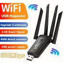 1pc Amplificador de Señal WiFi, Amplificador Inalámbrico de 2,4Ghz con 4 Antenas, Alimentado por USB, Tasa de Transferencia de Datos de 300Mbps, Mejora la Penetración de la Señal Fuerte, Ideal para Uso en el Hogar y la Oficina, Accesorio de Wi-Fi para Of