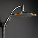 Cabezal de ducha ajustable de 9 pulgadas con boquilla de mano, diseño de lluvia cuadrada montado en pared, acabado cromado, material de plástico, ideal para baños de hogar y hoteles