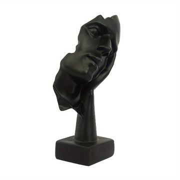 Conjunto de 3 estatuas de Pensador, Tamaño Grande El Silencio es Oro Arte Abstracto Estatua, Escucha No Diga No Moderna Decoración de Escultura de Resina para Hogar, Oficina Estudio Decoración Moderna (Negro)