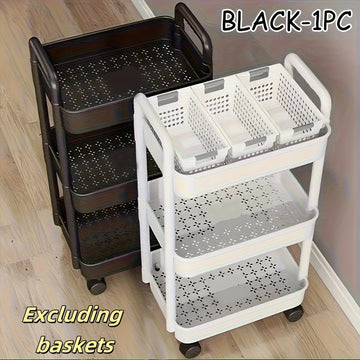 Carrito Organizador de Almacenamiento Multinivel con Ruedas - Plástico Duradero, Fácil de Mover, Sin Necesidad de Energía, Diseño Ahorra Espacio para Cocina, Baño y Dormitorio - Blanco, Organizador Doméstico | Diseño Minimalista | Apilable