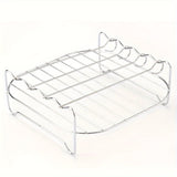 Juego de Rejilla para Freidora de Aire de Acero Inoxidable con 4 Pinchos, Doble Capa Filtro de Aceite y Rejilla para Barbacoa para Horno Microondas y Horneado, Accesorios de Cocina, Artículos para el Hogar