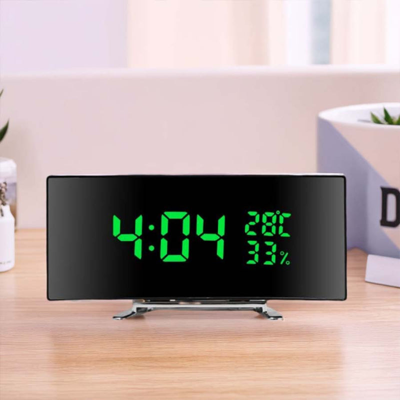 1 pieza, reloj despertador LED multifuncional de 6,6 pulgadas con pantalla grande curva - El reloj puede mostrar la hora, la temperatura y la humedad, enchufar para usar/tres baterías AA (solo con batería, la pantalla se apagará automáticamente)