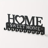 Elegante Porta Llaves de Metal Negro - Estante de Almacenamiento Montado en la Pared con Ganchos Decorativos para Abrigos, Sombreros y Más - Organizador Resistente al Óxido para la Entrada o Pasillo