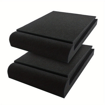 Un par de almohadillas insonorizantes de 27,99 cm × 19,0 cm × 3,99 cm para altavoces, diseñadas para reducir las vibraciones y ecos de los altavoces, lo que ayuda a mejorar la calidad del sonido.