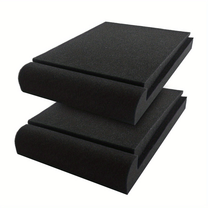 Un par de almohadillas insonorizantes de 27,99 cm × 19,0 cm × 3,99 cm para altavoces, diseñadas para reducir las vibraciones y ecos de los altavoces, lo que ayuda a mejorar la calidad del sonido.