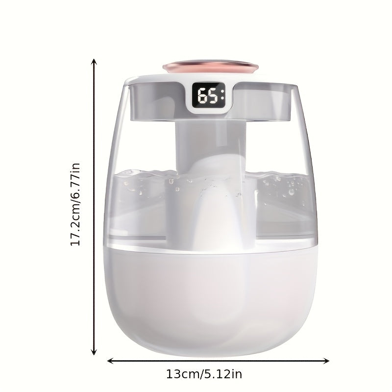 Humidificador USB de gran capacidad, humidificador con pantalla digital para dormitorio y escritorio en casa, diseño de doble rociado de niebla pesada, mini portátil para oficina
