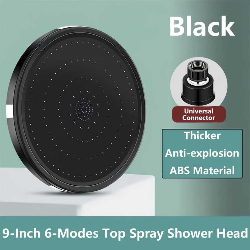 1pc Cabezal de Ducha Circular con 6 Modos de Rociado, Diseño Colgante Ajustable, Plástico Duradero y Ahorrador de Agua para Baños Modernos