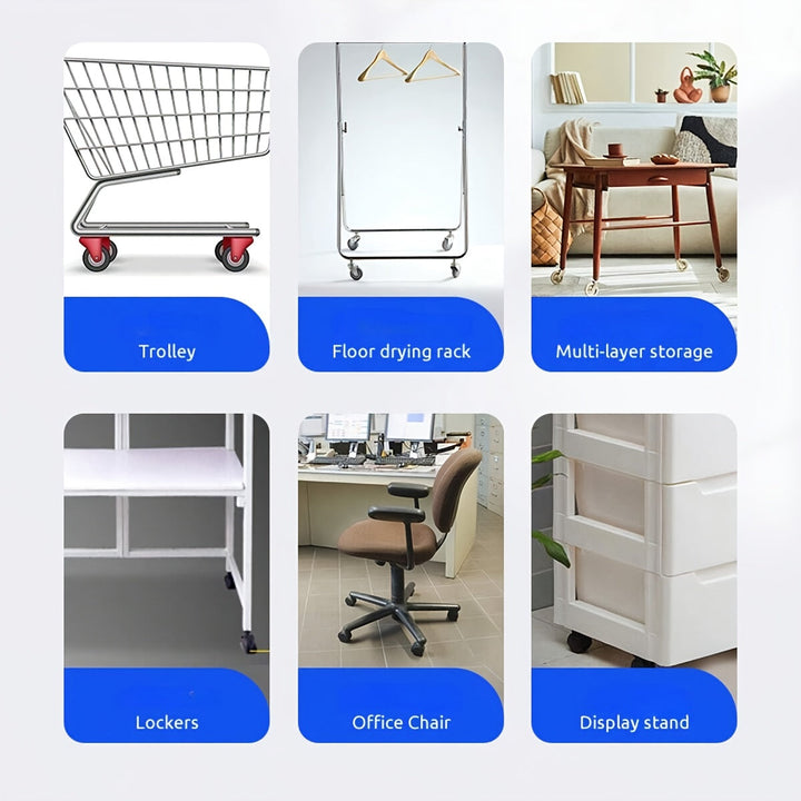 1 unidad de patín de rueda plana industrial de 2 pulgadas de alta resistencia, acabado de metal pulido, construcción duradera de metal y plástico para estanterías, carros, sillas de oficina y soportes de exhibición