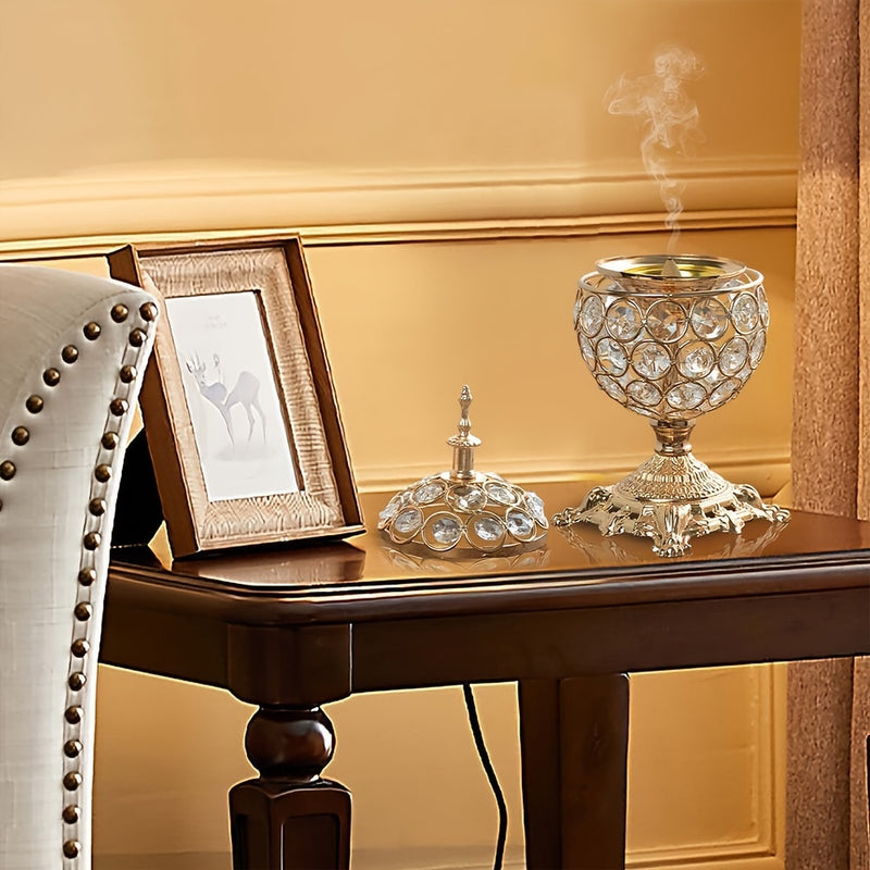 Quemador de Incienso de Cristal Dorado Lujoso - Perfecto para Yoga, Aromaterapia de Spa y Decoración del Hogar, Soporte para Quemador de Incienso
