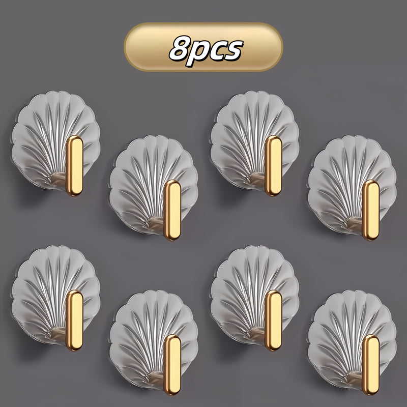 Ganchos Adhesivos Multiusos Impermeables y Ligeros sin Taladro, Bañados en Oro para Cocina y Baño, Paquete de 4