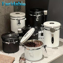 Contenedor Hermético de Acero Inoxidable Reforzado 304 Mejorado por Faridabio con Cuchara - Ideal para Granos de Café, Té y Arroz - Con Válvula de Escape Unidireccional para Mantener el Café Fresco Más Tiempo, Perfecto para Uso en Casa y Oficina