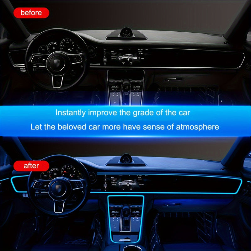 Luces LED inteligentes decorativas de interior de 3M/5M con cableado libre de neón con luces de ambiente flexibles de bricolaje frío modificado con luces de ambiente impulsadas por USB para decoración de coches, fiestas de vacaciones, cumpleaños, sin bat