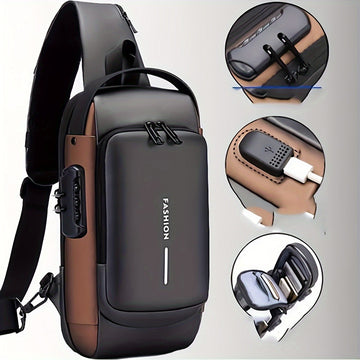 Bolso Antirrobo para Hombres con Puerto de Carga USB - Bandolera Elegante para Motocicleta y Deportes de Ocio, Tela Oxford Duradera, Correa de Hombro Ajustable, Compartimentos con Doble Cremallera