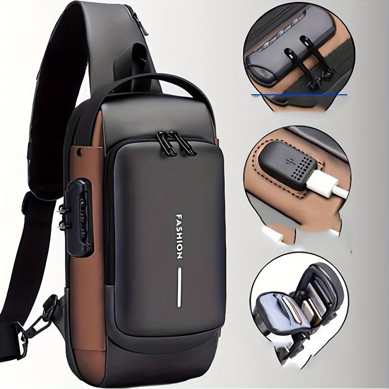 Bolso Antirrobo para Hombres con Puerto de Carga USB - Bandolera Elegante para Motocicleta y Deportes de Ocio, Tela Oxford Duradera, Correa de Hombro Ajustable, Compartimentos con Doble Cremallera
