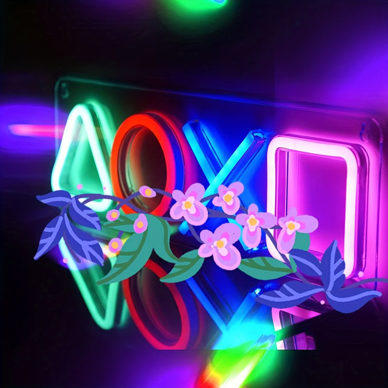 1 pieza de Luz Neón LED Geométrica Nocturna de Anime, Decoración de Pared con Alimentación USB para Adolescentes, Sala de Juegos, Dormitorio, Fiesta, Cumpleaños, Navidad, Halloween, Pascua, San Valentín, Niños y Niñas, Arte Creativo, Diseño Acrílico Segu